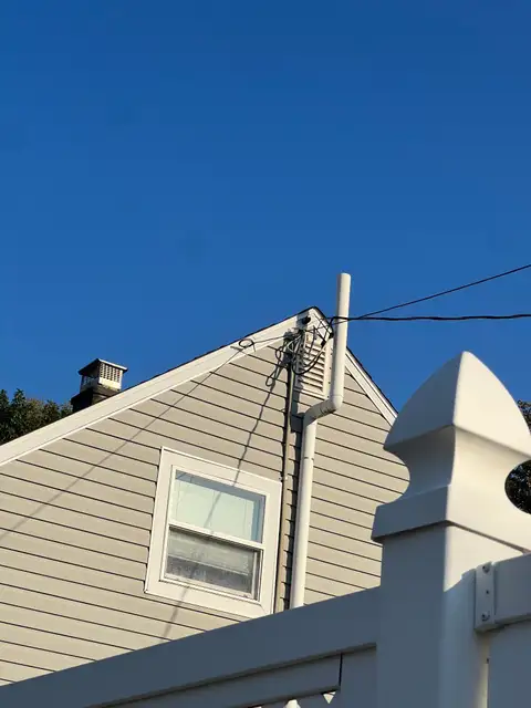 Crisp lines and a brilliant blue sky.